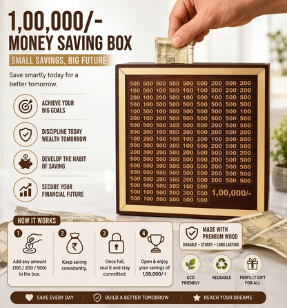 Wooden Money Saving Box | One Lakh Saving Box | Small Amount Becomes Big Savings